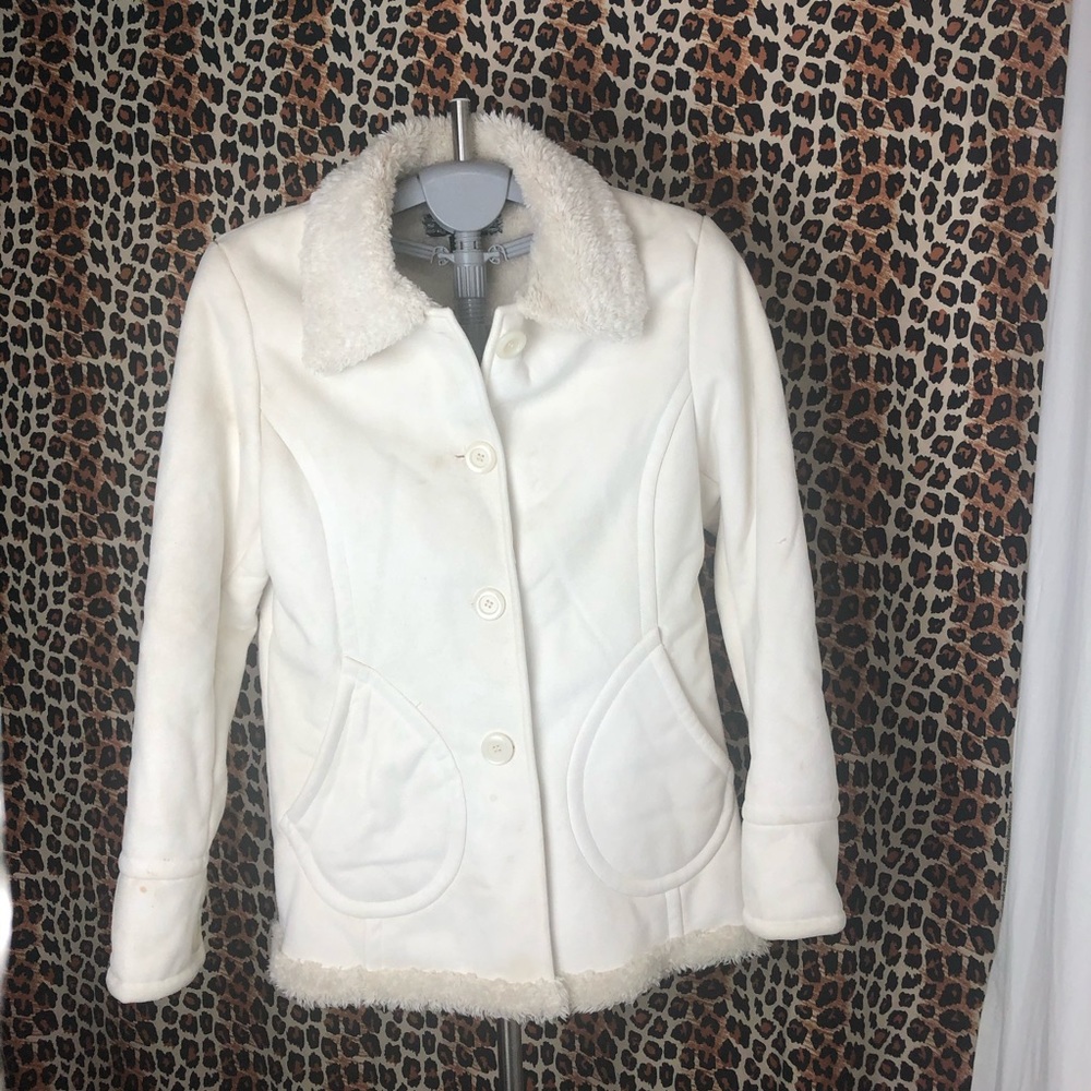 Static Faux Fur Leather Jacket Coat Medium